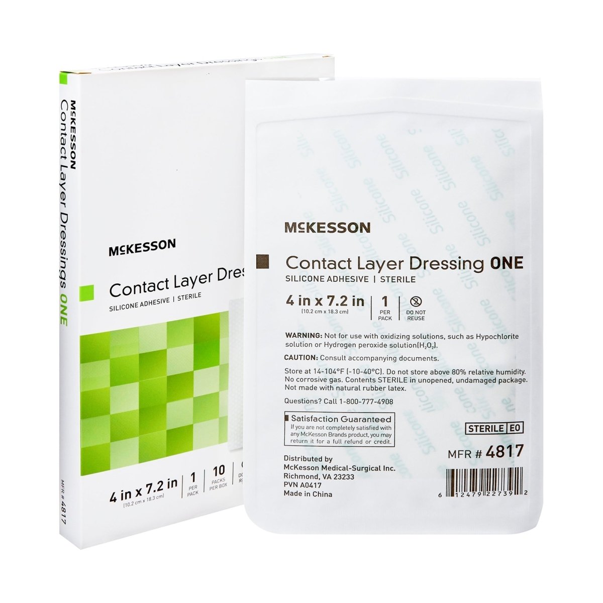 McKesson Silicone Wound Contact Layer Dressing, 4 x 7-2/5 Inch - 1083096_BX - 1
