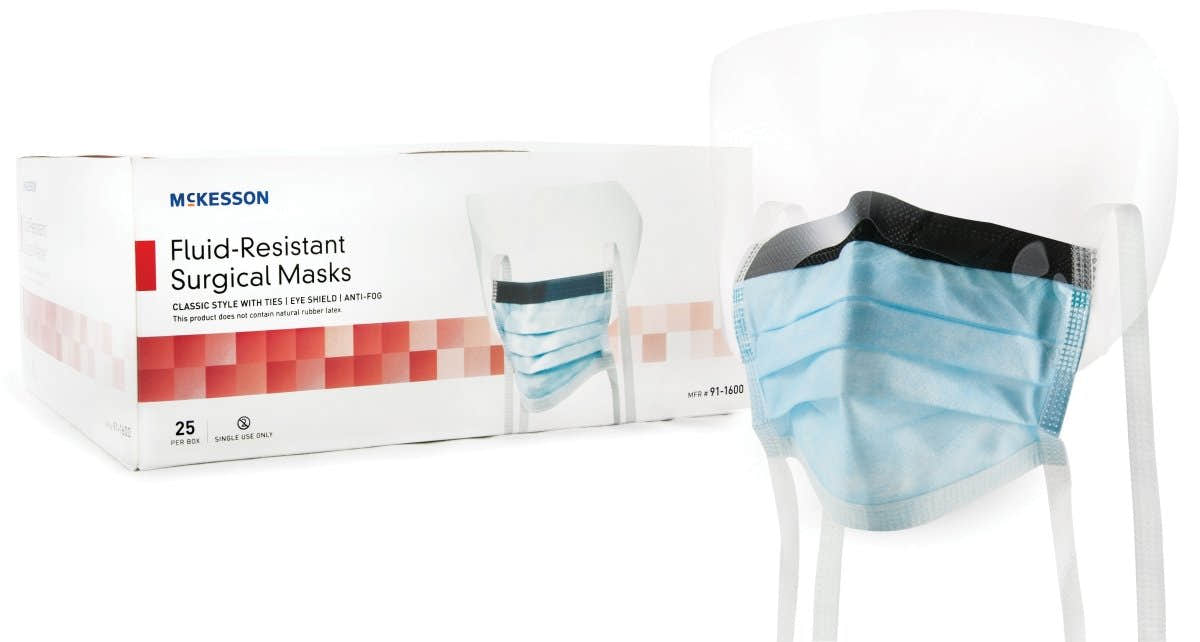 McKesson Surgical Mask with Eye Shield - 226058_BX - 1