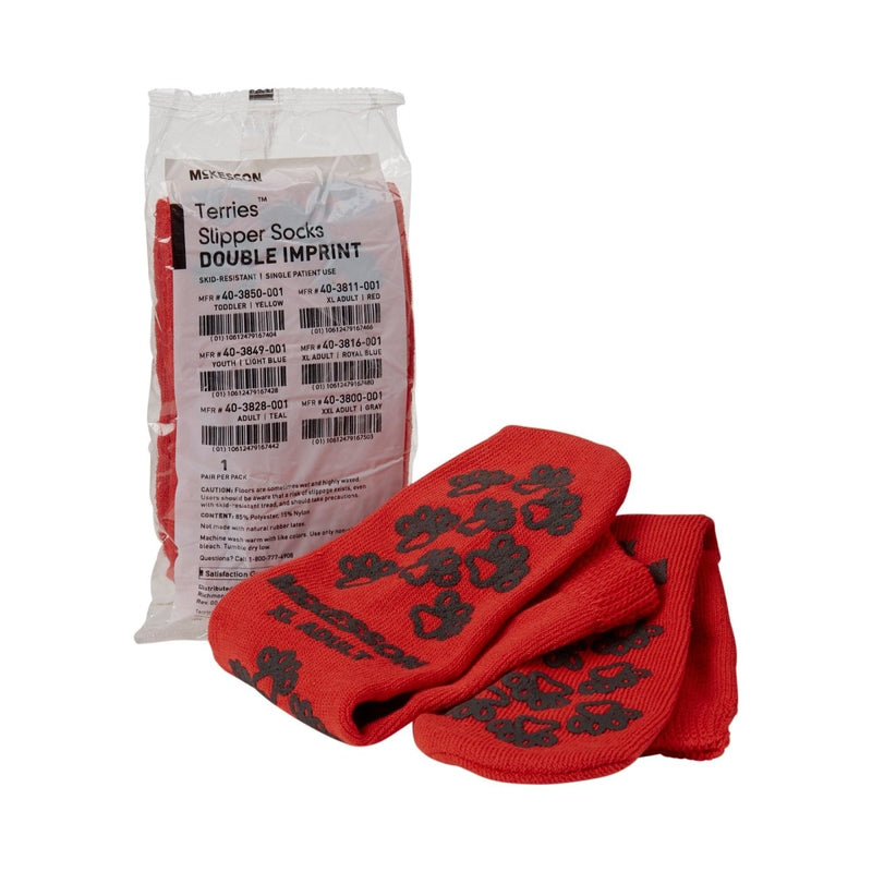 McKesson Terries Adult Slipper Socks Skid-Resistant Tread Sole and Top - 553042_PR - 52
