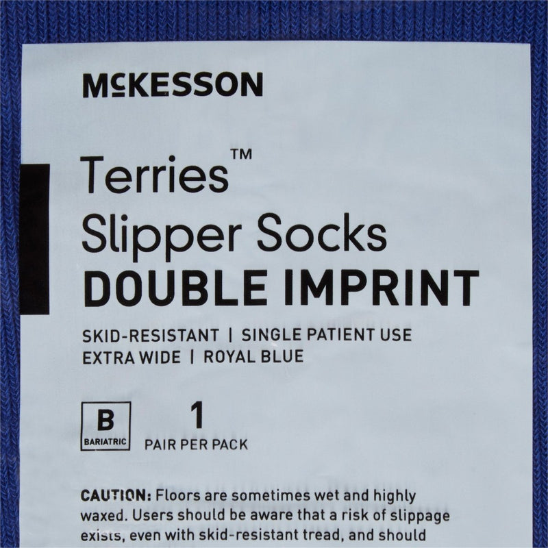 McKesson Terries Adult Slipper Socks Skid-Resistant Tread Sole and Top - 558997_PR - 42