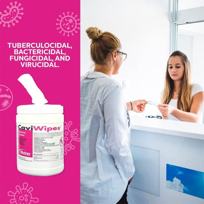 Metrex CaviWipes Surface Disinfectant Alcohol-Based Wipes, Non-Sterile, Disposable, Alcohol Scent, Canister, 6 X 6.75 Inch - 455706_EA - 16