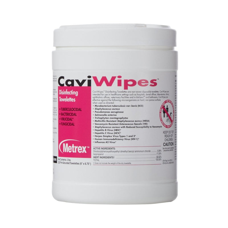 Metrex CaviWipes Surface Disinfectant Alcohol-Based Wipes, Non-Sterile, Disposable, Alcohol Scent, Canister, 6 X 6.75 Inch - 884611_CS - 9