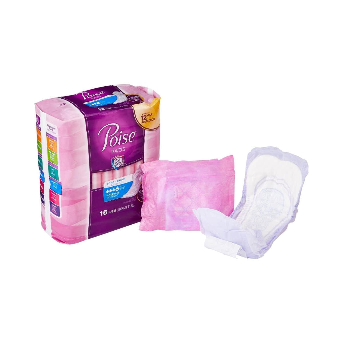 Poise Bladder Control Pads, Adult Women, Moderate Absorbency, Disposable, 12.4" Length - 518188_CS - 1