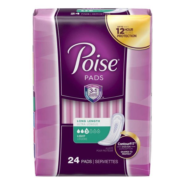 Poise Light Bladder Control Pads, Long Length - 1090350_PK - 1