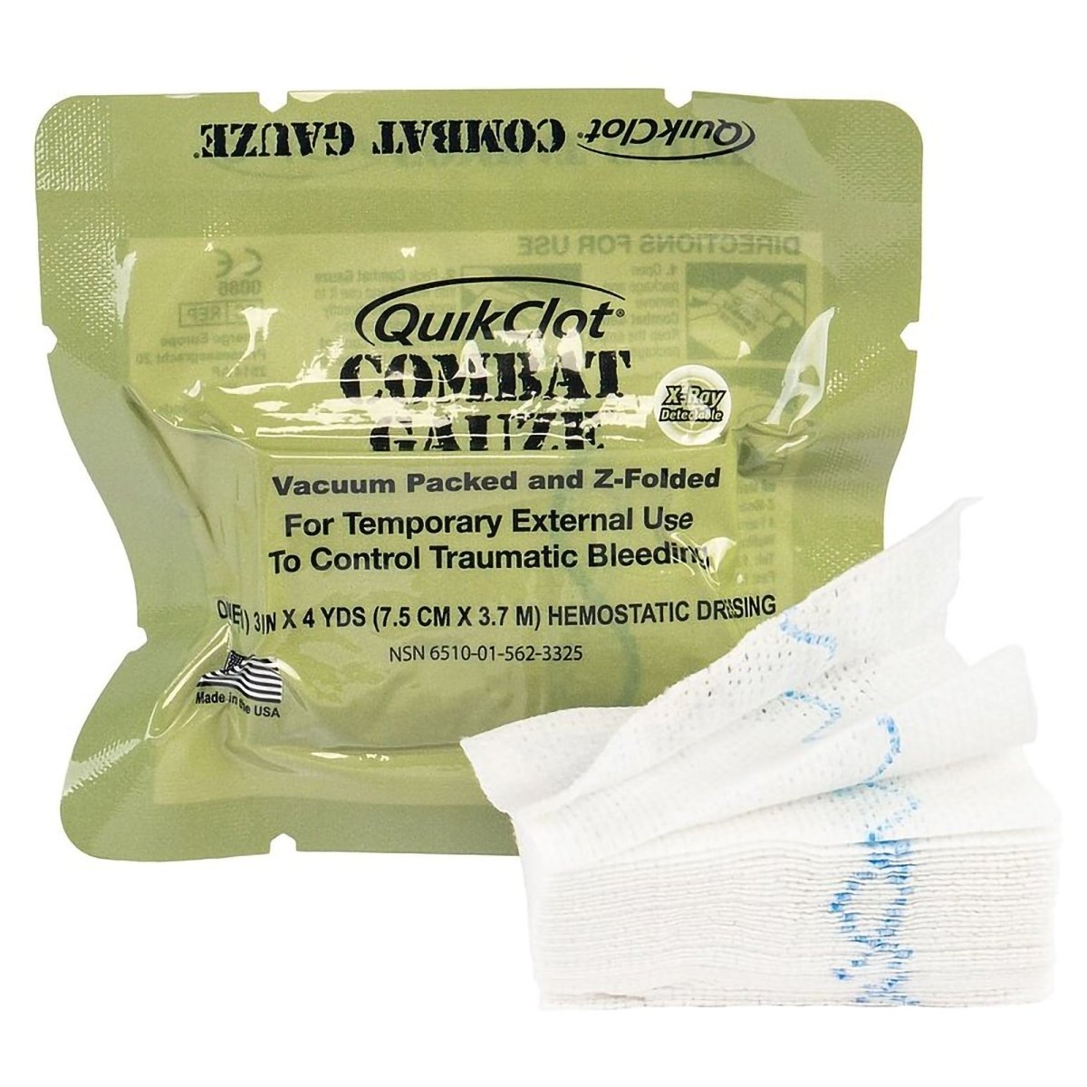 QuikClot Combat Gauze Hemostatic Dressing, 3 Inch x 4 Yard - 1019198_EA - 1