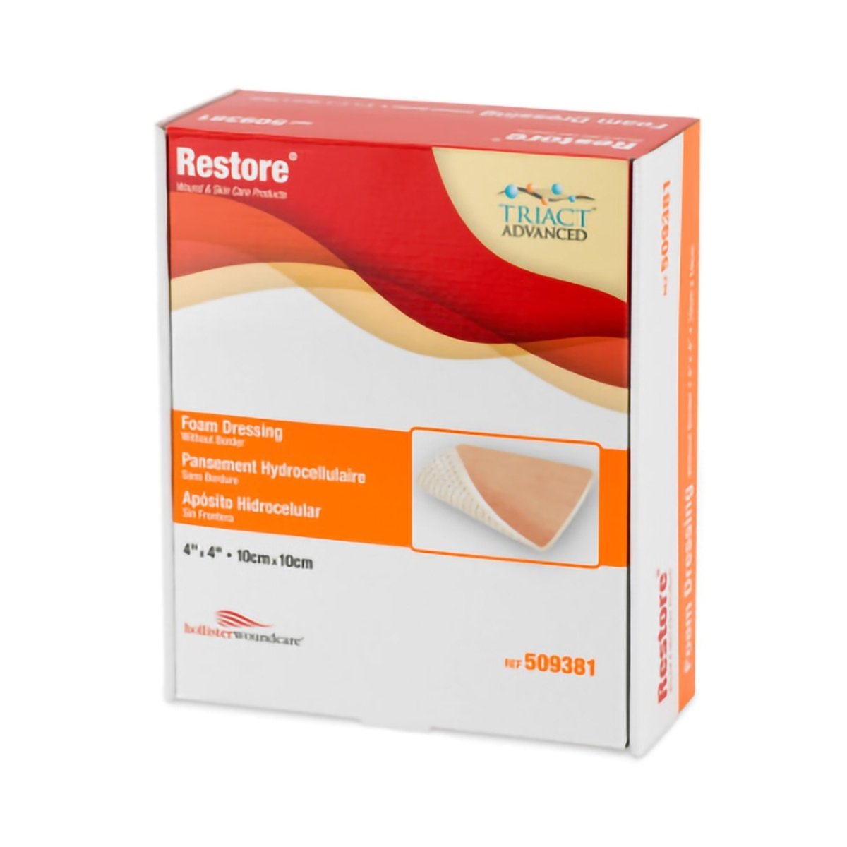 Restore Nonadhesive without Border Foam Dressing, 4 x 4 Inch - 725368_BX - 1