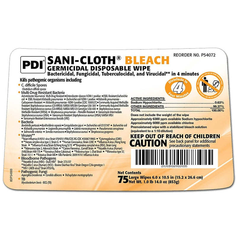 Sani-Cloth Surface Disinfectant Cleaner Bleach Wipe, 40 Individual Packets per Box - 786308_CS - 19