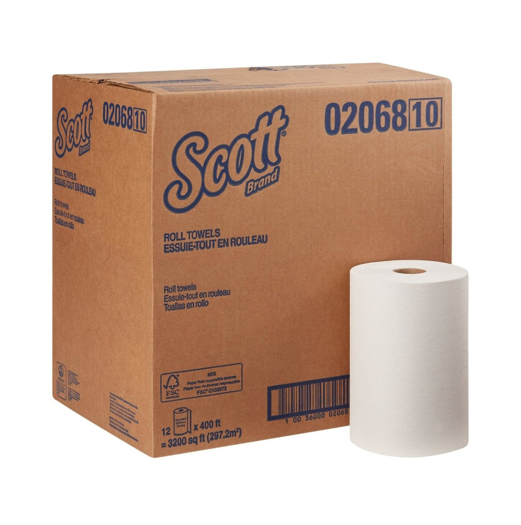 Kimberly Clark 02068 Scott White Hard Roll Towel 12 Pack