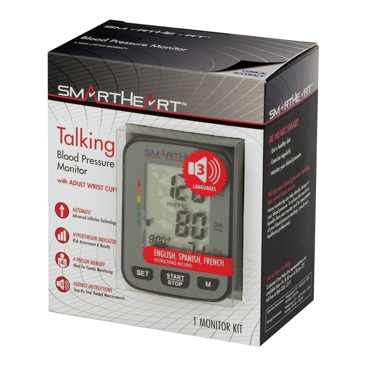 Smartheart Premium Talking Wrist Blood Pressure Monitor - 1226067_EA - 1