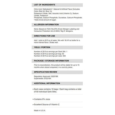Sqwincher Quik Stik Zero Grape Electrolyte Replenishment Drink Mix, 0.11 oz. Individual Packet - 1057738_PK - 4