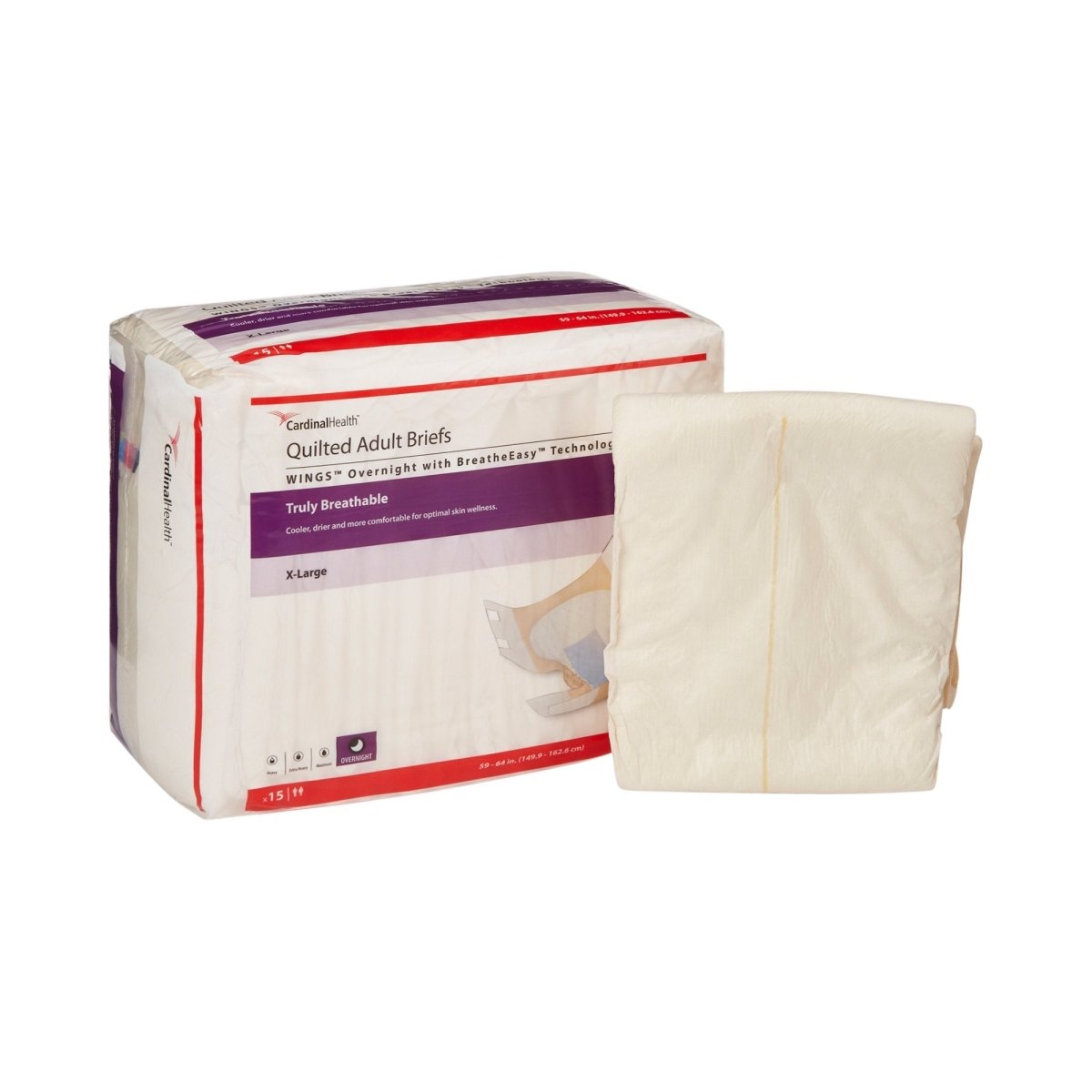 Wings Overnight Absorbency Incontinence Brief -Unisex - 864861_BG - 2