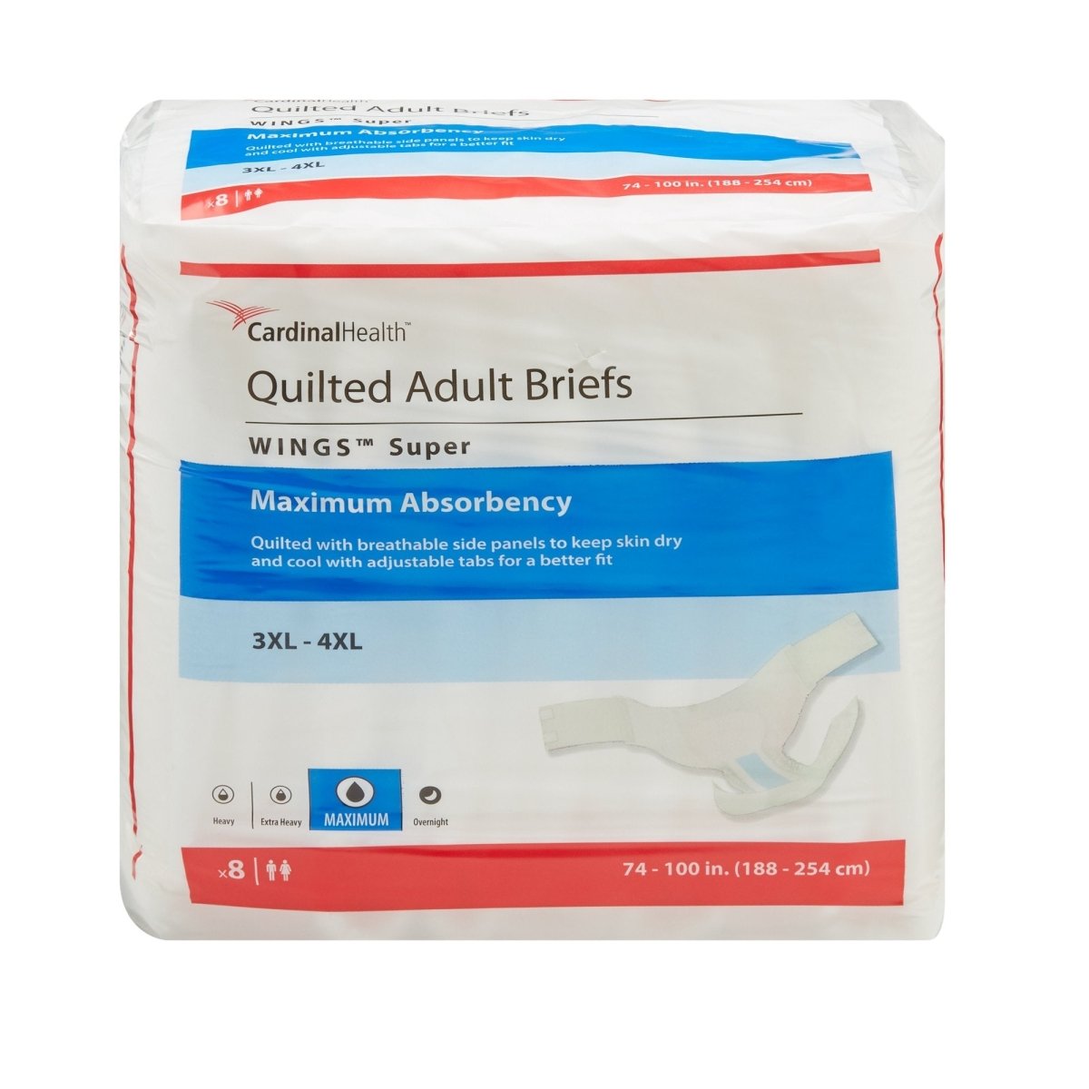 Wings Unisex Adult Incontinence Brief, Tab Closure, Disposable, Heavy Absorbency -Unisex - 721887_BG - 1